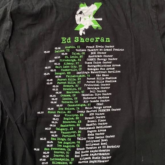 Rock Me Ed Sheeran X Tour Band Tee Shirt Black Green White Printed Slim Fit M - Picture 13 of 16
